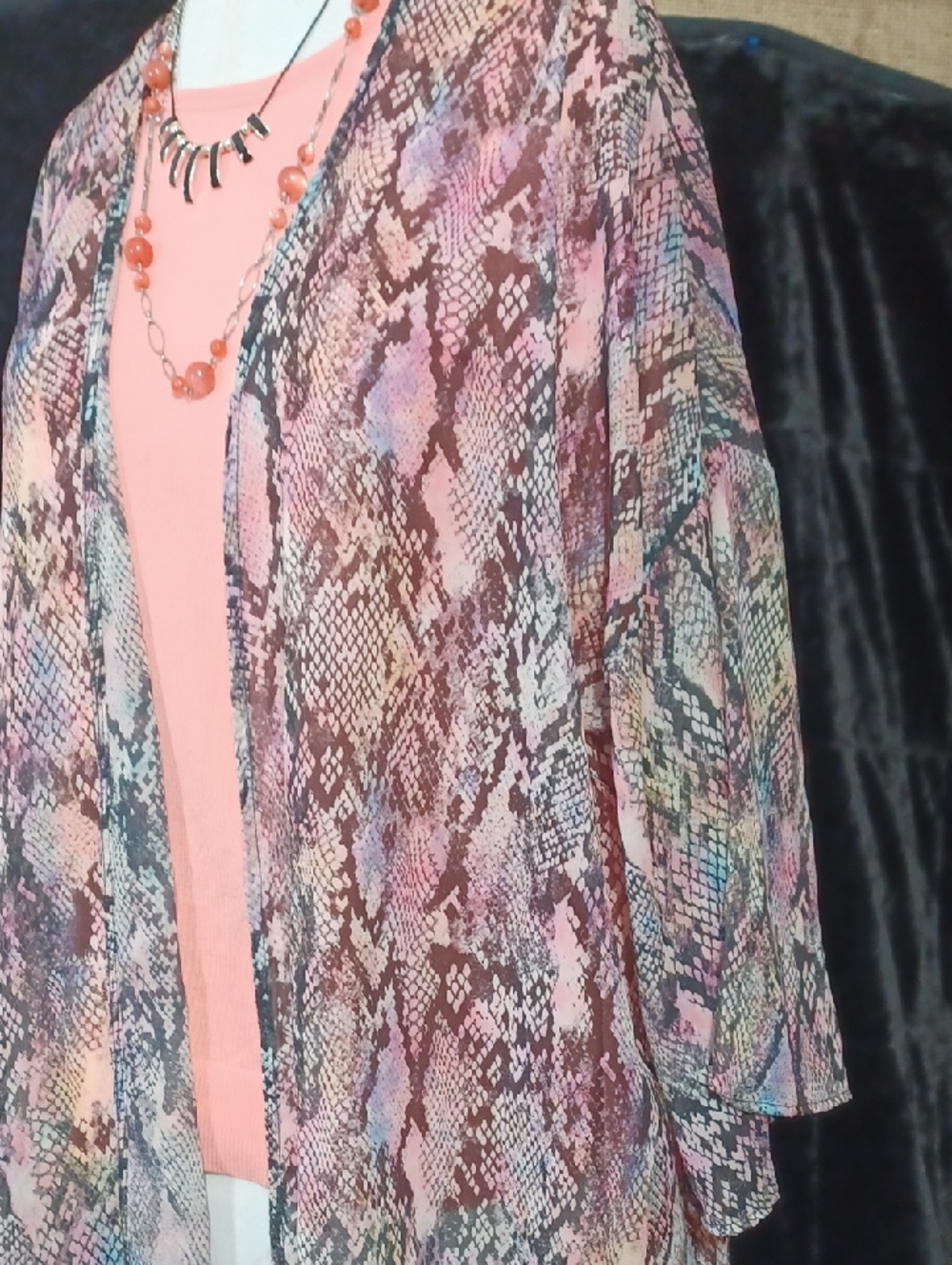 Women's Pink Multi-Color Snake Print Tunic Top